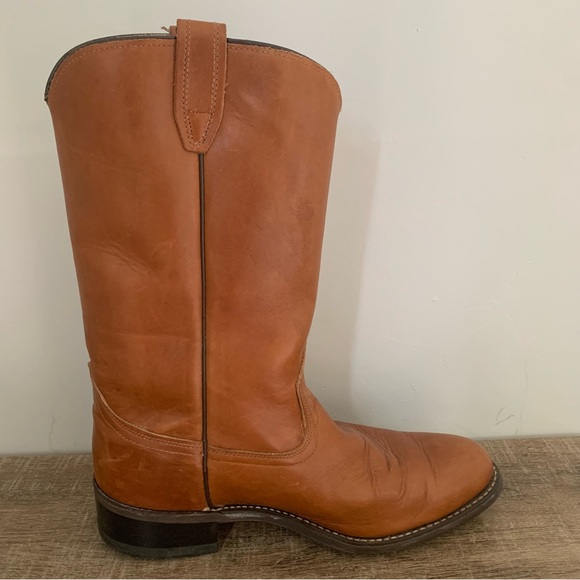 Men’s 10D ACME WELLINGTON Brown Leather Cowboy Boots 9096 Cushioned Insole EXC - Picture 6 of 16